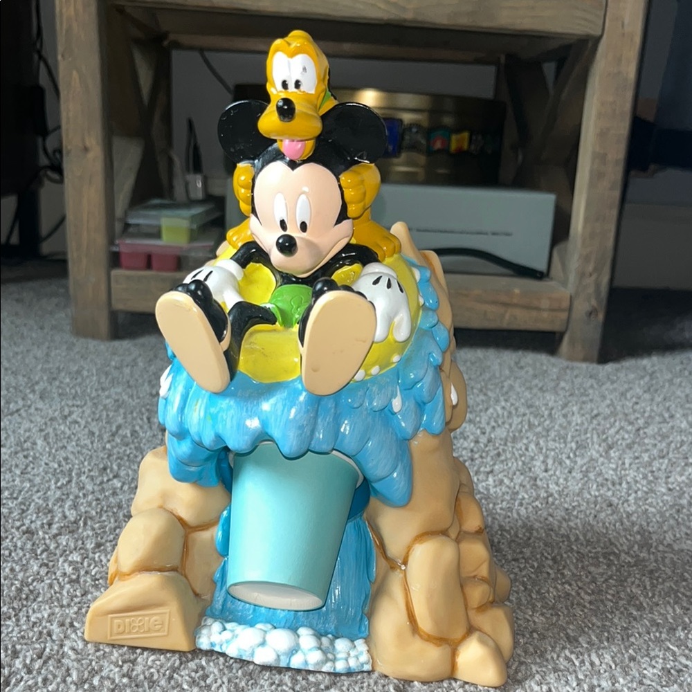 Vintage Dixie Cup Dispenser Mickey Mouse Pluto Disney Waterfall Splash Mountain - Picture 2 of 8